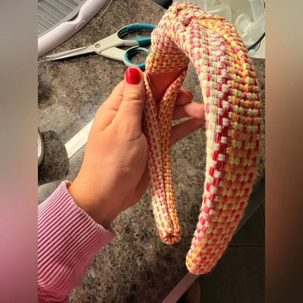 Anthropologie Pink Orange Yellow Woven Spring Knotted Headband